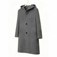 thumbnail image 6 of Yteetum Women's Woolen Blend Coats Oversize Winter Trench Coat Notched Lapel Collar Single-Breasted Peacoat Womens Long-Sleeve Hooded Jackets Casual Button Cardigan Jacket Overcoat Outwear Fall Deals, 6 of 8