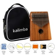 Kalimba 17 Keys Thumb Piano Solid Finger Piano Mahogany Body ,builts-in EVA high-performance protective box, tuning hammer and study instruction