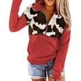 thumbnail image 3 of TAIAOJING Women Hoodies Sweatshirt Cow Print Patchwork Pocket Long Sleeve Zipper Collar Pullover Sweatshirt, 3 of 5