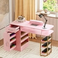 thumbnail image 2 of TABU Manicure Table with Dust Collector,Nail Table for Nail Tech with Wrist Pad,Storage Cabinet,for Beauty Salon,Pink, 2 of 8