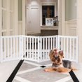 thumbnail image 6 of 4-Panel Wooden Free Standing Foldable Dog Gate Indoor – 24" High, Extra Wide Step-Over Safety Pet Gate for Doorways, Stairs, Hallways, Large Spaces & Playpen for Puppies Indoor Use, White, 6 of 7