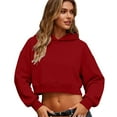 thumbnail image 6 of Felirenzacia Women's Cropped Hoodie, 350g Hooded Sweatshirt, Elastic Waistband Cuffed Pullover Tops, S-3XL, 6 of 7