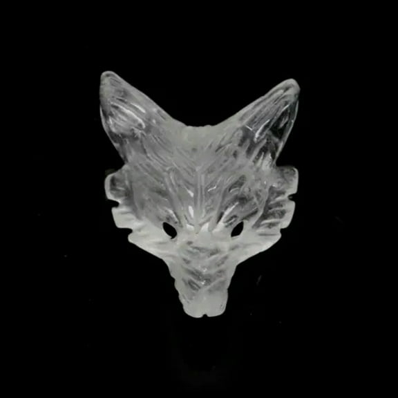 Wolf Head Pendant Natural Crystal Healing Quartz Stone Carved DIY Necklace Decor