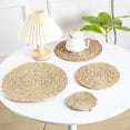 thumbnail image 4 of Round Woven Rattan Placemats,Natural Hand-Woven Water Hyacinth Placemats,Farmhouse Weave Place Mats,Rustic Braided Wicker Table Mats Harlik, 4 of 4