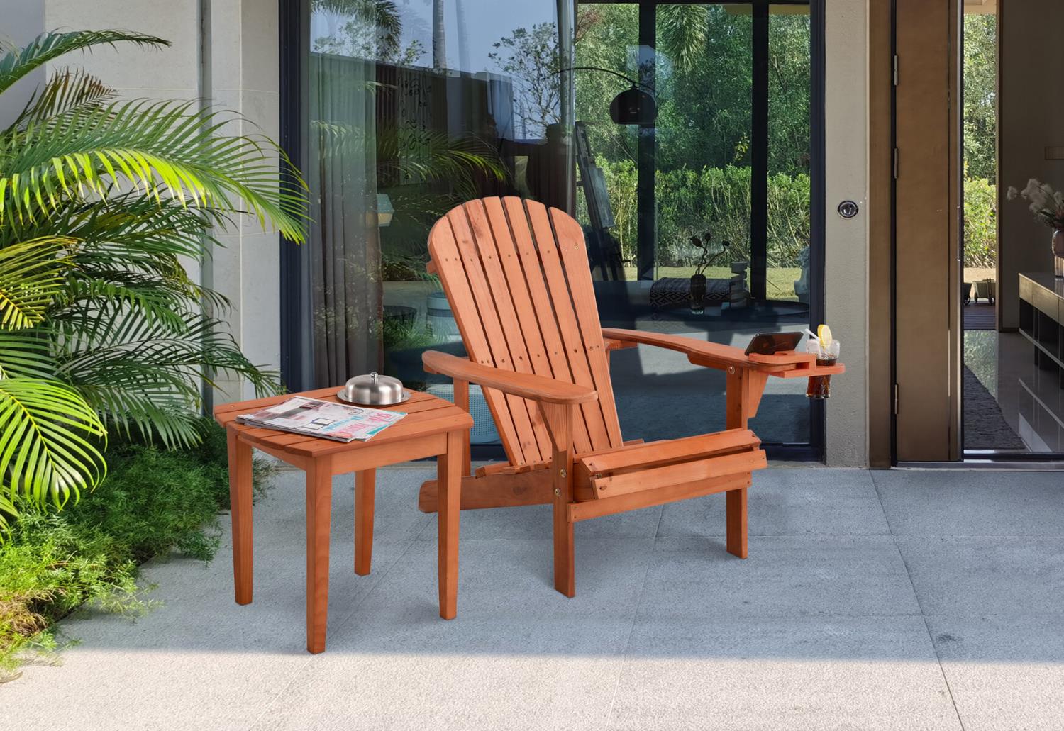 W Unlimited  Earth Collection Adirondack Chair with Phone & Cup Holder, Walnut