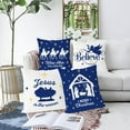 thumbnail image 2 of Christmas Pillow Covers 18x18 Inch Set of 4 Nativity Religious Pillow Case Blue and White Christmas Xmas Winter Home Decor Living Room House Decorative Cushion Case for Sofa Couch, 2 of 6