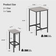 thumbnail image 2 of 3-Piece Bar Table Set with 2 Stools, Space-Saving Pub Dining Set, Metal Frame with Grey Wood Top for Kitchen, Apartment & Home Bar, 2 of 8