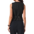 thumbnail image 3 of INSPIRE CHIC Women's Vest V Neck Sleeveless Button Down Striped Trendy Waistcoat Casual Outfits M Grey Black, 3 of 6