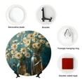 thumbnail image 4 of Zufioo Delicate White Daisy Jars Print Bone China Decorative Plate, Ceramic Dinner Plate with Stand Ceramic Decoration Homewares-8in, 4 of 6