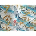 thumbnail image 3 of Ambesonne Nautical Quilted Coverlet 2 Pcs, Ocean Whale Starfish Art, Twin Size, Burnt Sienna Sea Blue, 3 of 4