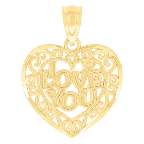 10K Yellow Gold Womens I Love You Heart Charm Pendant