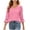 Pink, variant on Bosfbaoi 3/4 Bell Sleeve Tops for Women Solid V Neck Hollow Trim Casual Blouses