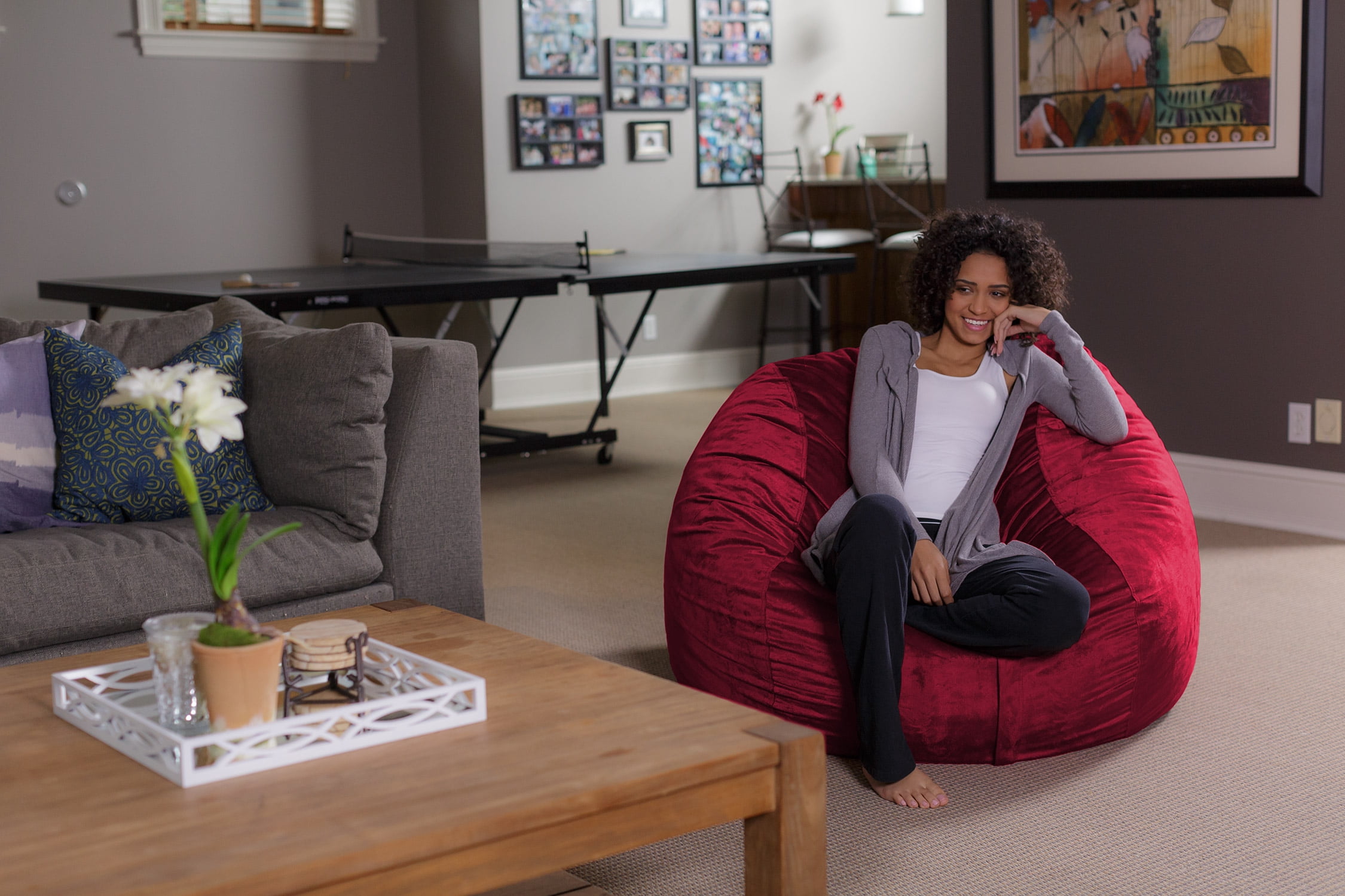 Sofa Sack Bean Bag Chair, Memory Foam Lounger with Microsuede Cover, Kids, Adults, 4 ft, Cinnabar