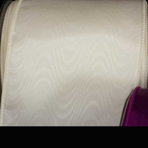The Ribbon People Ivory Solid Moire Wired Craft Ribbon 4" x 20 Yards
