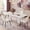 A-White&Black, variant on 78.7" Dining Table Set with 4 Chairs White PU Silver Legs MDF for Kitchen