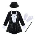 thumbnail image 3 of Jhaoyu Kids Girls Deluxe Little Magician Costume Set Leotard Dress with Hat Magic Wand Gloves Black 10, 3 of 6