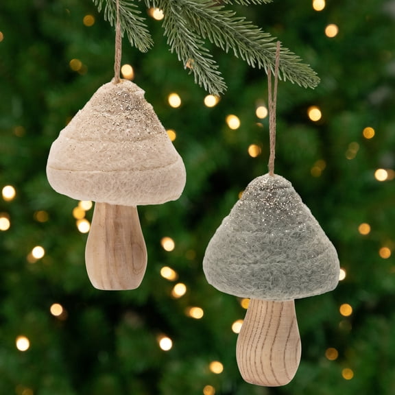 Melrose Felt Fabric Mushroom Ornament Set of 12