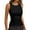 Black, variant on Women's Solid Color Sleeveless Ribbed Knit Slim Fit Tank Top With Side Pleats