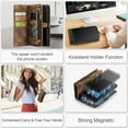 thumbnail image 3 of For iPhone 7 / 8 / SE 2020 / SE 2022 Leather Detachable Wallet Zipper Case with 8 Card Slots Holder Magnetic case Flip Wallet Handle Wrist Strap Shockproof Pocket Handbag for Man Woman, Darkbrown, 3 of 9