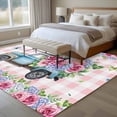 thumbnail image 5 of Spring Area Rugs Collection 6'x9', Truck Botanical Rose Leaves Butterfly Pink Lattice Non Slip Indoor Rectangle Throw Runner Rug Floor Mat Carpet for Living Room Dining Table Bedroom Nursery, 5 of 9