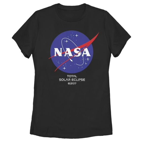 Women's NASA Classic Logo Total Solar Eclipse 2017  Graphic Tee Black Large