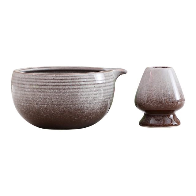 Cuenco de cerámica para matcha con soporte para batidor, taza para té verde, para gachas y zumos. Estilo A