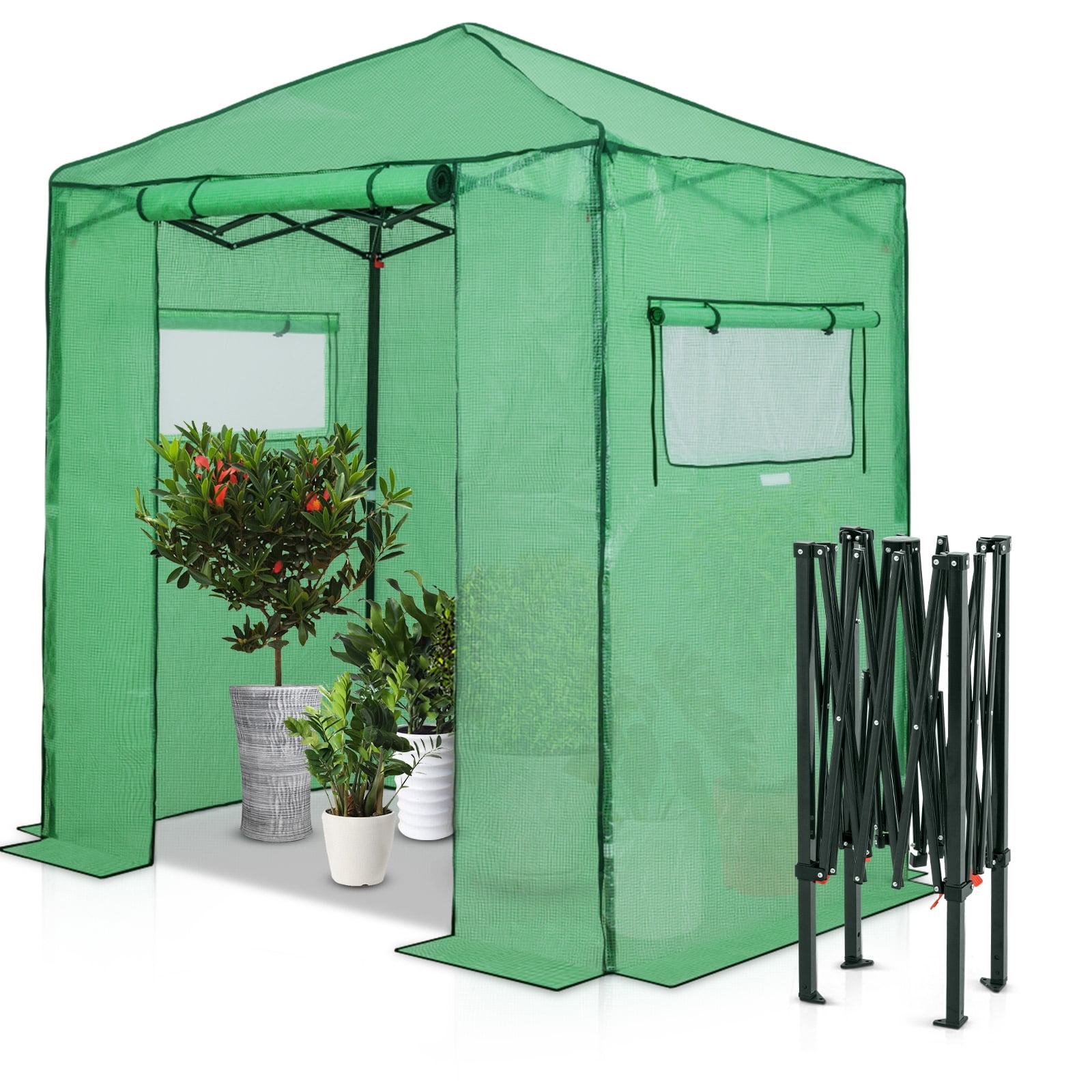 EAGLE PEAK 6x4 Portable Walk-in Greenhouse Instant Outdoor Gardening Green House Canopy,Green