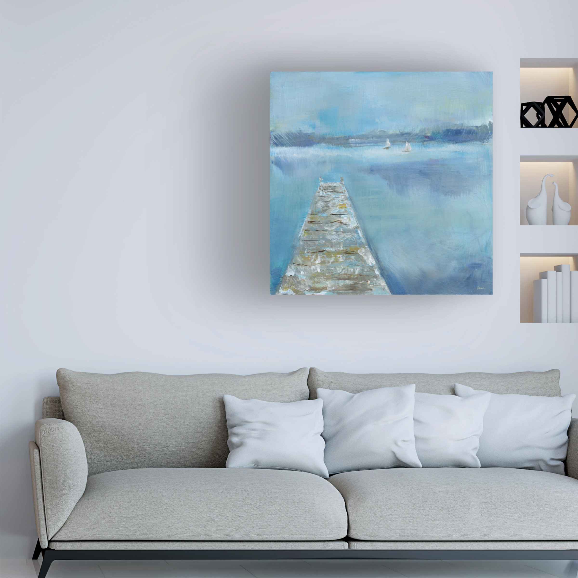Trademark Fine Art 'Lake Edge II Docks' Canvas Art by Sue Schlabach