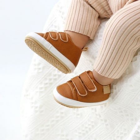 

〖Roliyen〗Toddler Shoes Girls Sneaker Shoes Soft Anti-Slip Baby Leather Infant Walkers Rubber Boys Sole Baby Shoes