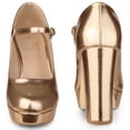 thumbnail image 2 of Zapatos de tacón grueso con plataforma Mary Janes para mujer, oro rosa, EE. UU. 11, 2 of 5