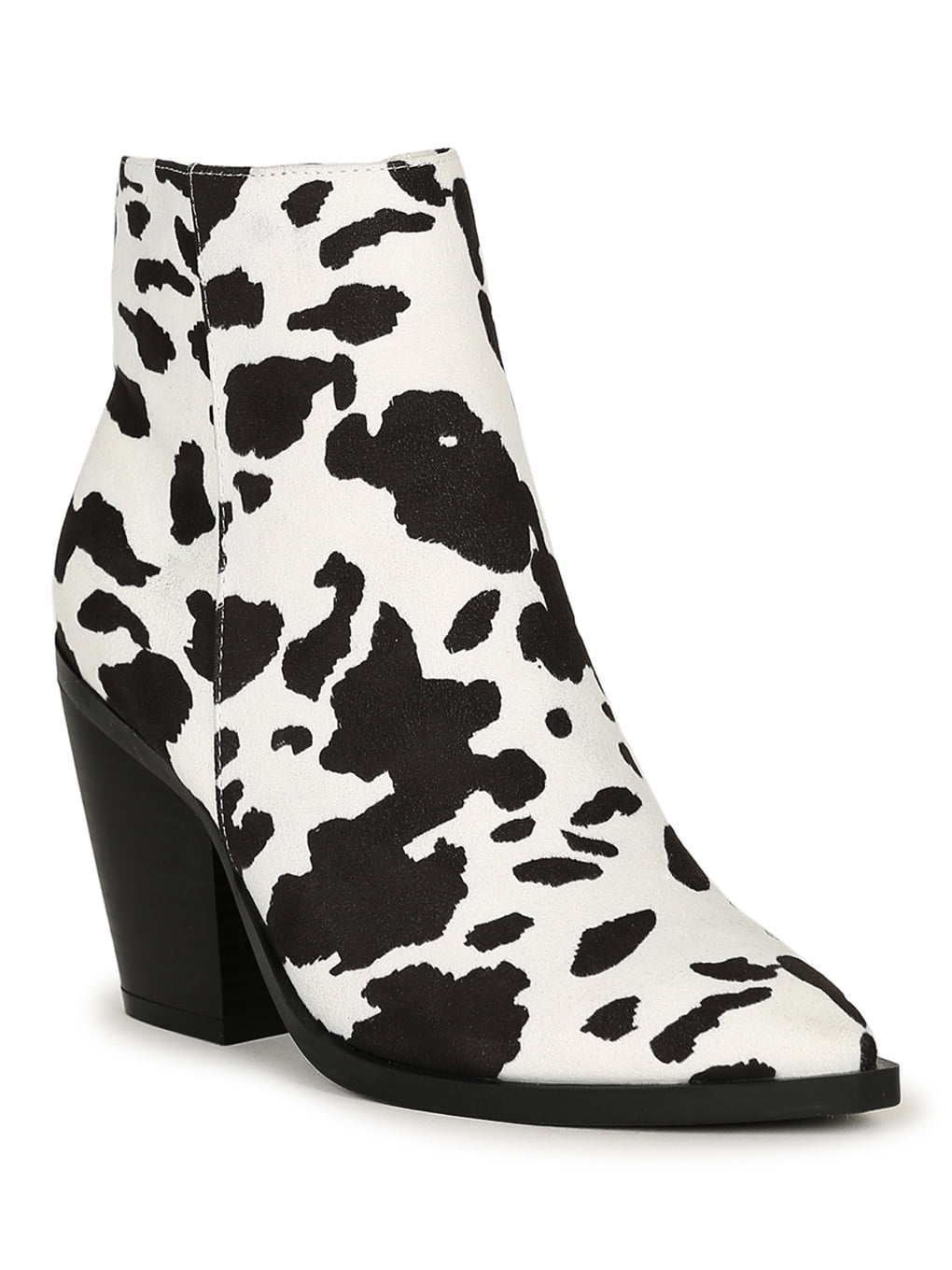 Bamboo Pointed Toe Stacked Chunky Heel Ankle Bootie 20364