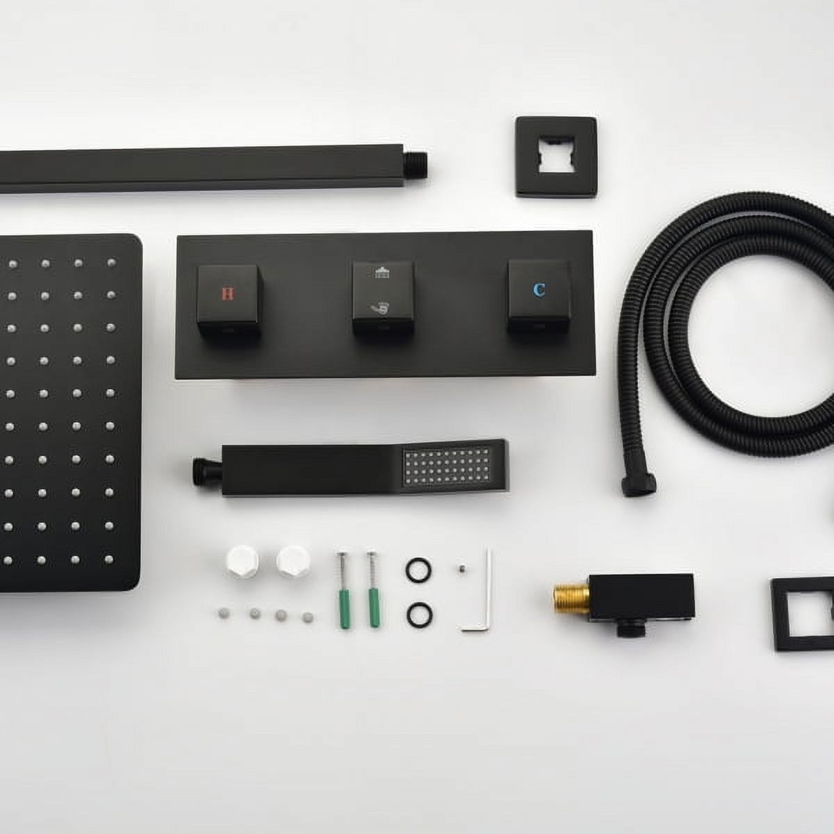 10" Brass Matte Black Rain Shower System - Wall-Mounted Combo Set with Handheld Sprayer & cUPC Certified Valve