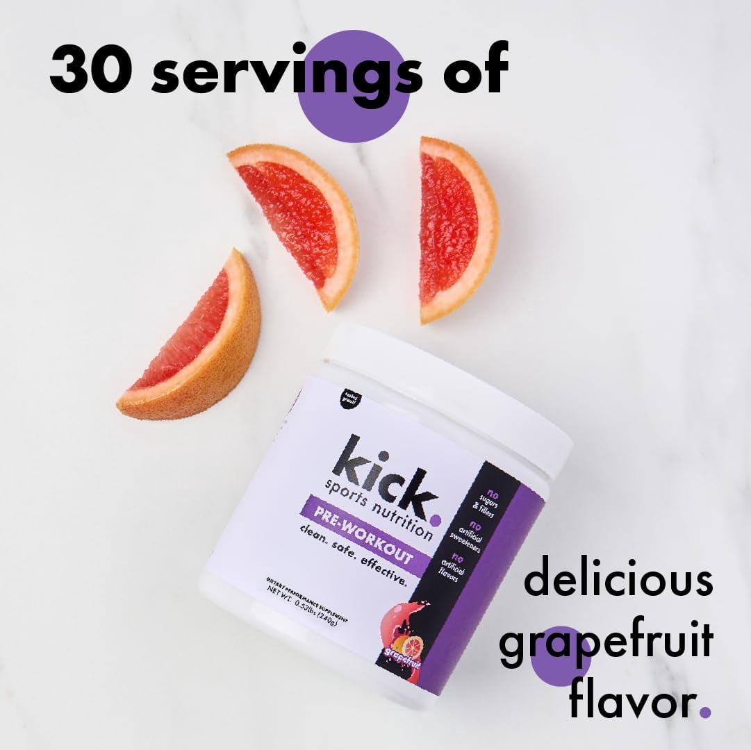 Kick Pre Workout Powder, Grapefruit Flavor