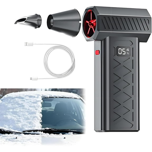 Snow Master Pro LED Turbo Blower, 130,000 RPM Mini Turbo Snow Blower for Car with Dual Mode Design, Portable Snow Whiz Turbo Blower Ideal for Vehicle Snow Removal and Home Cleaning (Black)