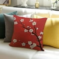 thumbnail image 3 of BANET Throw Pillow Cover Pink White Plum Blossom Flower on Red Apricot Pillowcase Home Decorative Square Pillow Case Cushion Cover 20x20in, 3 of 5