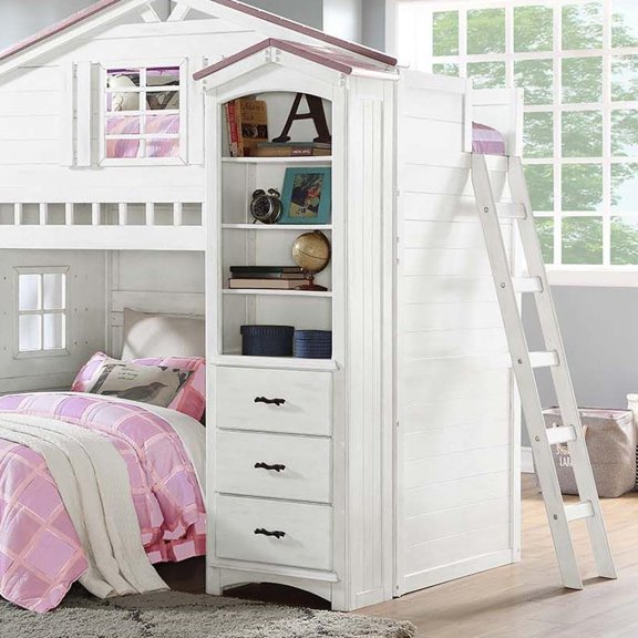 Acme Tree House Bookcase Cabinet, Pink & White Finish