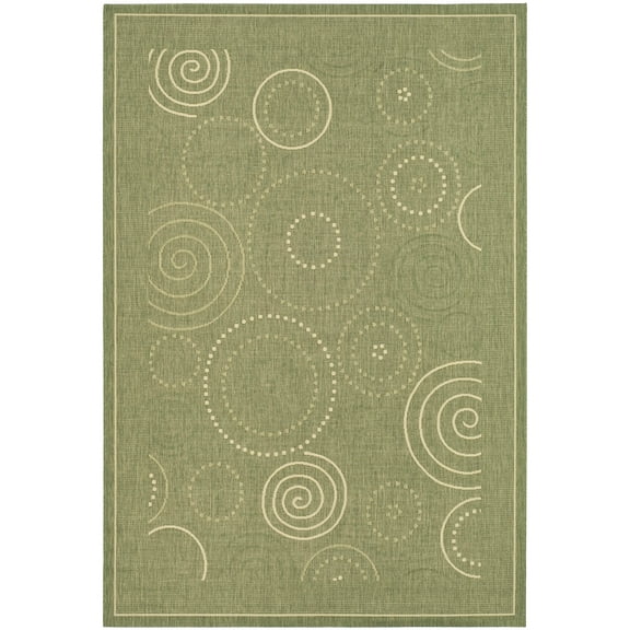 Safavieh Courtyard Hugo Oriental Indoor/Outdoor Area Rug, Olive/Natural, 4' x 5'7"