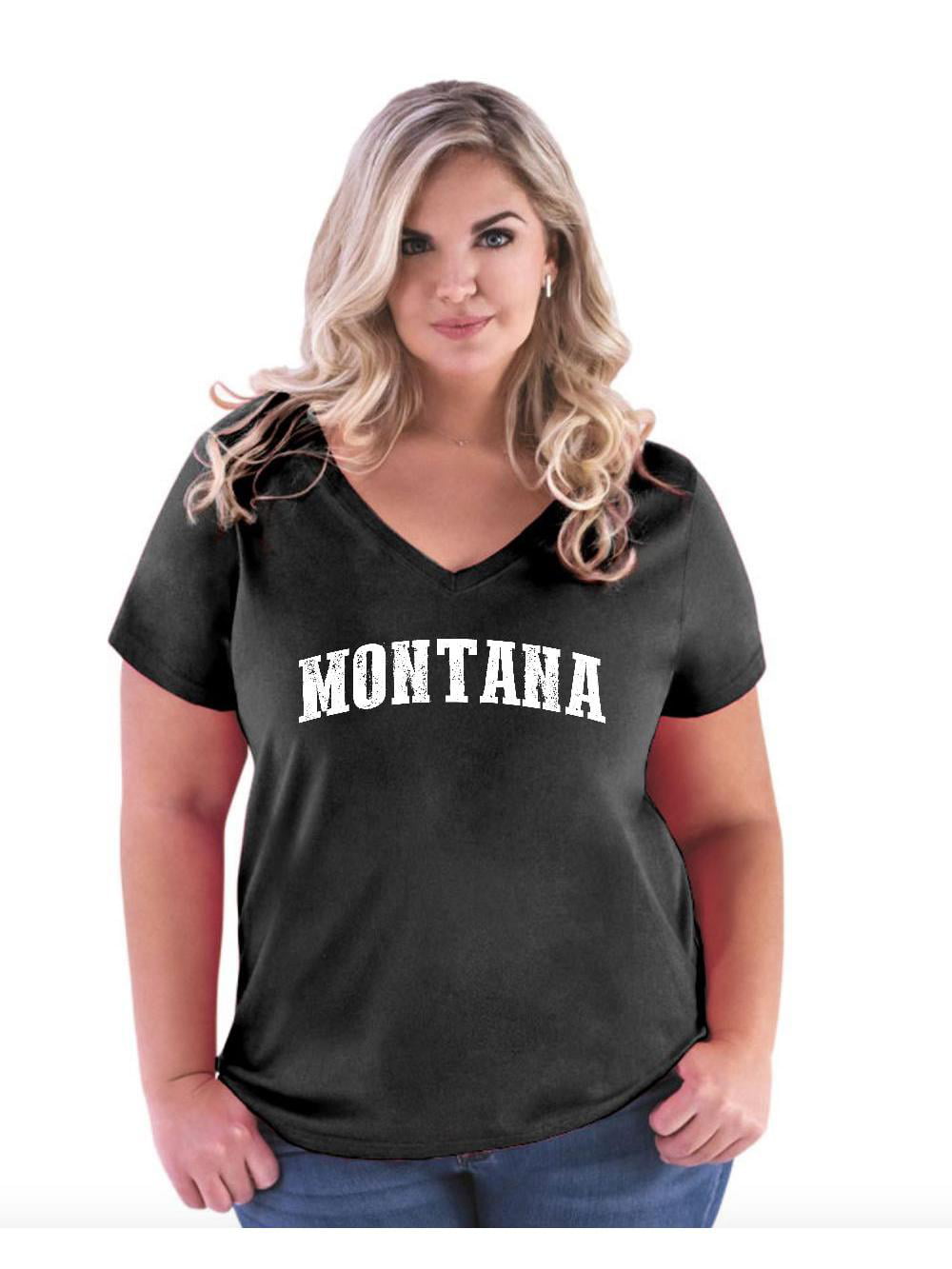 Mom's Favorite - Womens and Womens Plus Size MT Montana Flag Curvy V ...