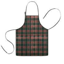 Green and Red Christmas Plaid Pattern Kids Aprons for Girls and Boys,Adjustable Neck Strap Toddler Aprons for Kids Cooking Baking