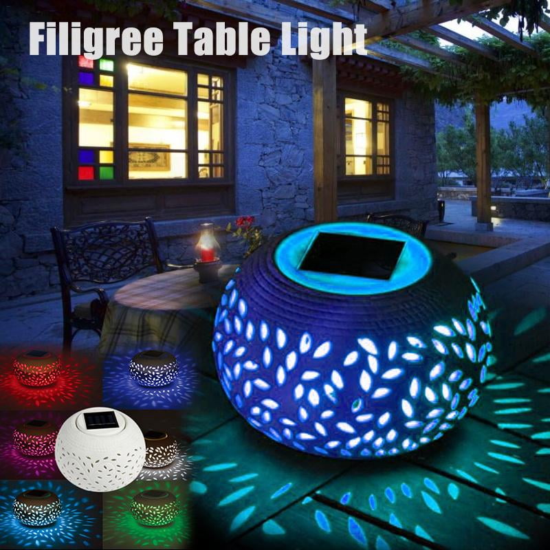 solar filigree table light