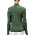 thumbnail image 6 of Fanxing Womens Long Sleeve Workout Tops Quick Dry Quarter Zip Pullover Crop Yoga Athletic Slim Fit Shirts Army Green M, 6 of 9