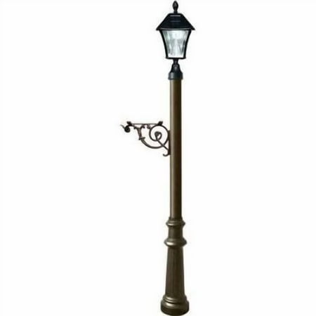 Lewiston Post System Only with Bayview Solar Lamp, support bracket and fluted base , Bronze