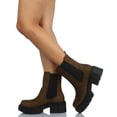 thumbnail image 5 of Soda Women's Oxlip Chelsea Pull On Chunky Platform Block Heel Ankle Bootie, Forest, 6.5 M US, 5 of 5