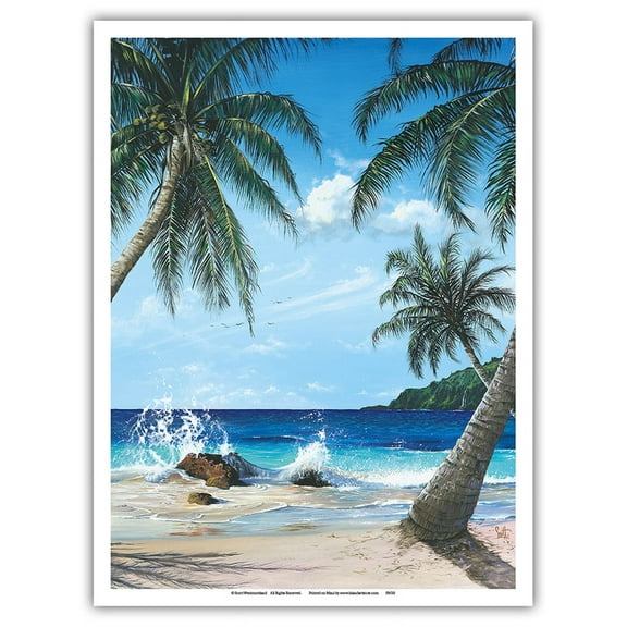 Isle Be Waiting - Hawaiian Paradise Ocean View - From an Original Color Painting by Scott Westmoreland - Master Art Print (Unframed) 9in x 12in