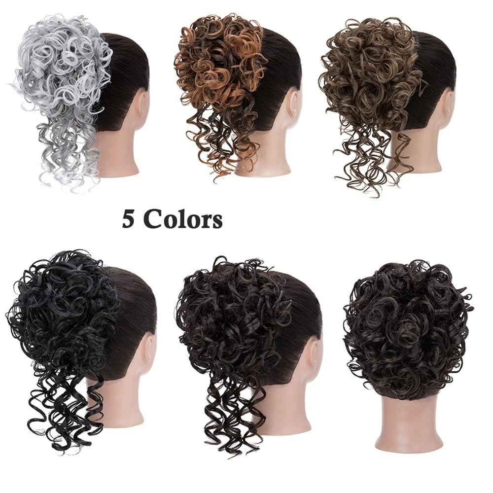 Messy Curly Hair Bun Scrunchies Extensions Synthetic Drawstring Ponytail Updo Hair Pieces for Women