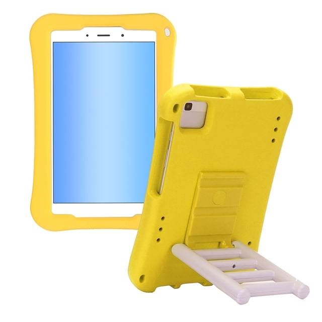 GSFY Kids Case Compatible with Kindle Fire HD 8 (2018 2017 2016 Version, 8th/7th/6th Gen), Lightweight Shockproof Rugged EVA Kids Friendly Case 360 Degree Rotating Kickstand Stairs, Yellow