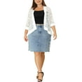 thumbnail image 2 of MODA NOVA Juniors Plus Size Cardigan Bolero Summer Lace Panel Sheer Loose Shrug, 2 of 6