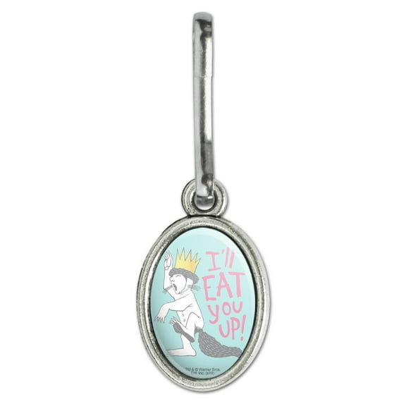 Where the Wild Things Are Eat You Up Antiqued Oval Charm Clothes Purse Suitcase Backpack Zipper Pull Aid