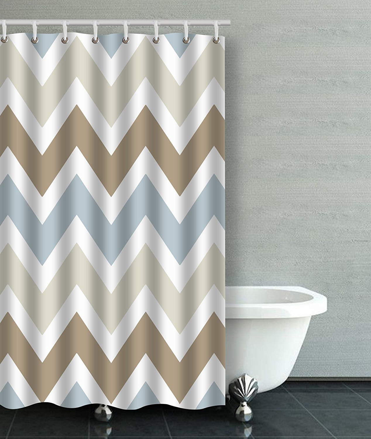 Op Smoky Blue Gray Tan Brown, Baby Blue And Brown Shower Curtain