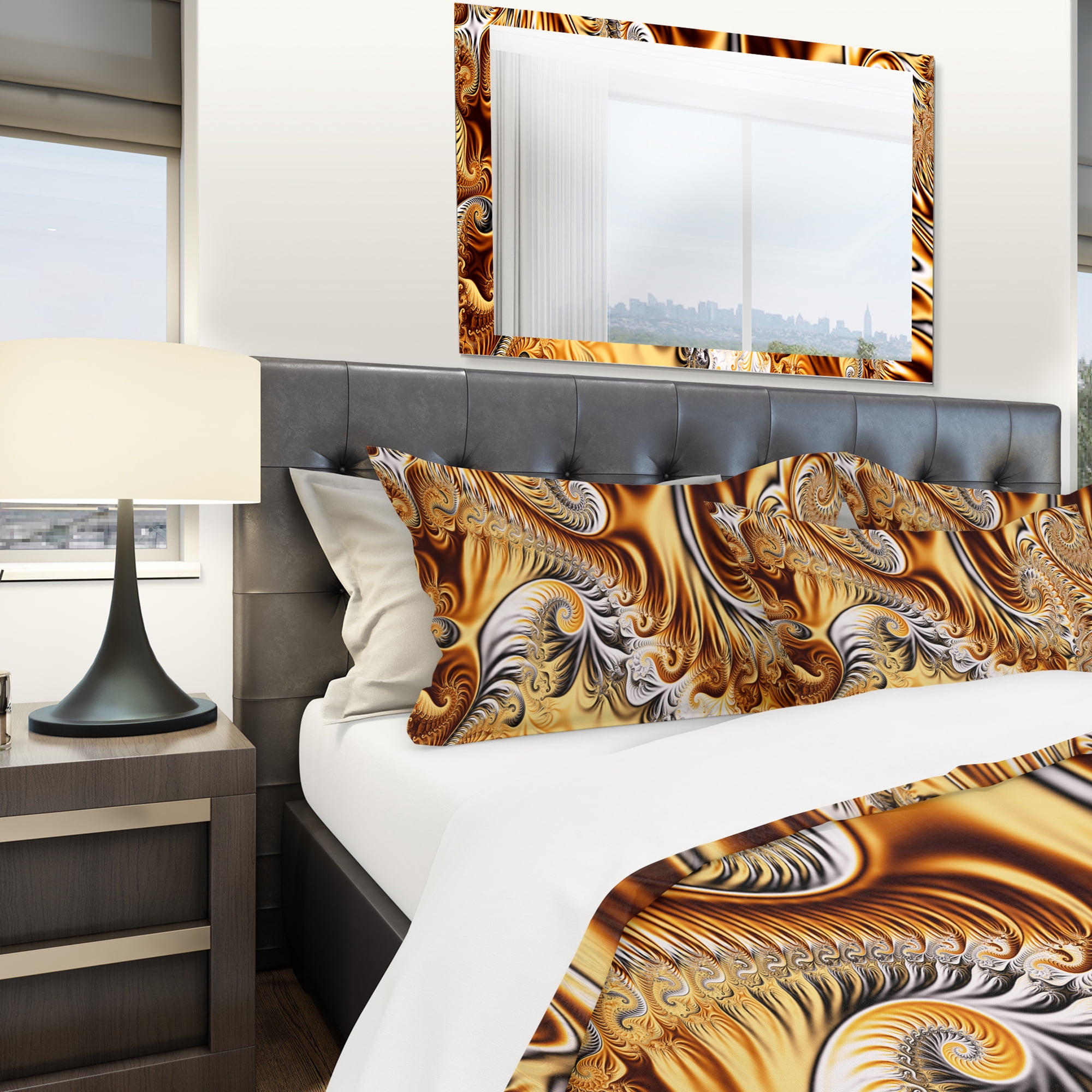 Designart 'Gold & Silver Ribbons Abstract' Modern & Contemporary Duvet Cover Set